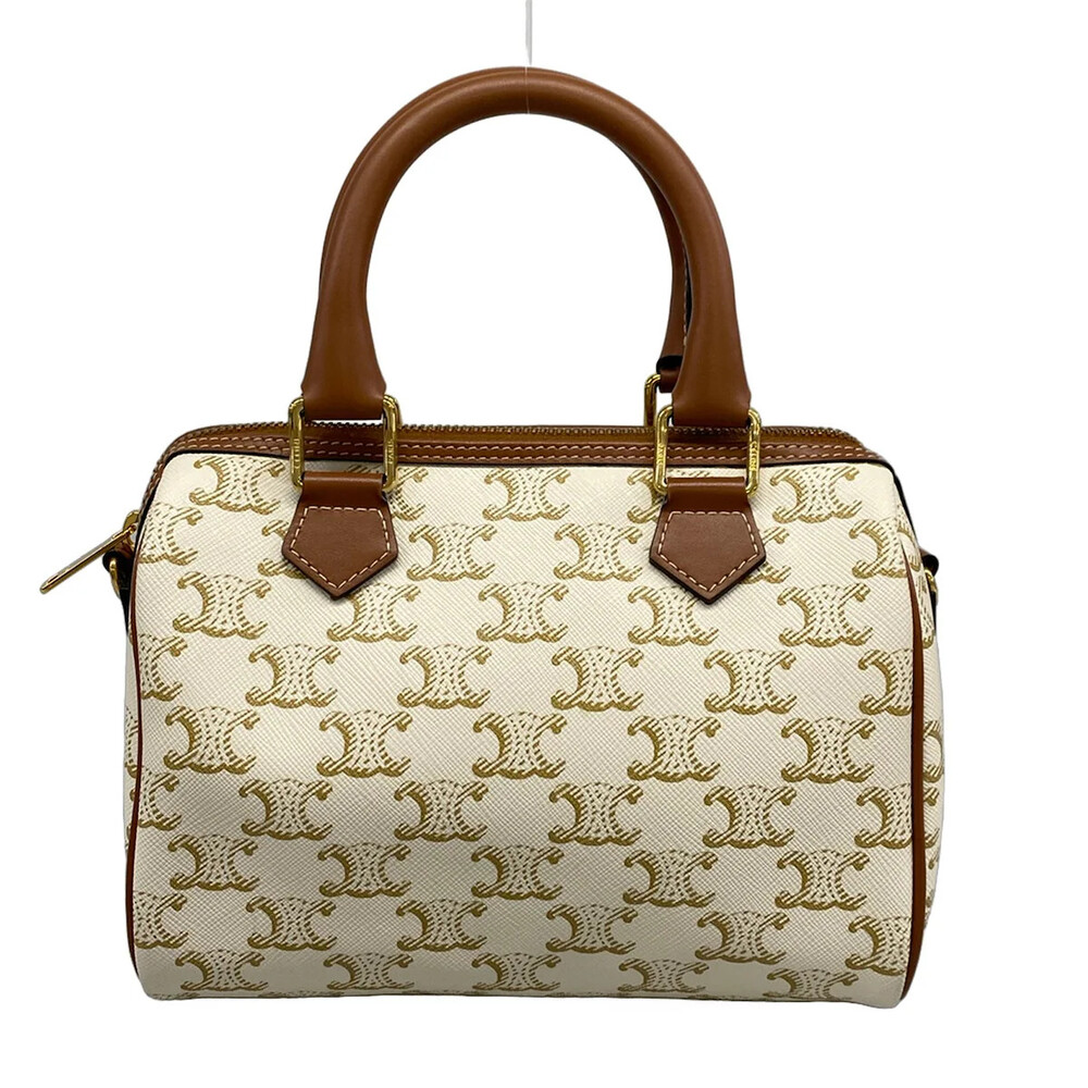Celine Small Boston/Trionf Canvas White #345709C23B